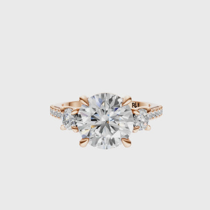 Round Accented Three Stone Round Setting