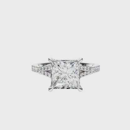 Princess Traditional Split-Shank Cathedral Hidden Halo Setting