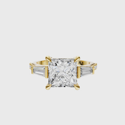 Princess Accented Three Stone Tappered Baguettes Setting