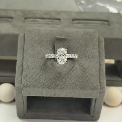 2.01 Carat Oval Lab Diamond Traditional 2.7mm Hidden Halo Ring