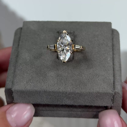 Marquise Three Stone Tapered Baguettes Setting
