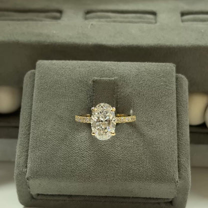 3.05 Carat Oval Lab Diamond Signature Tulip Basket Ring