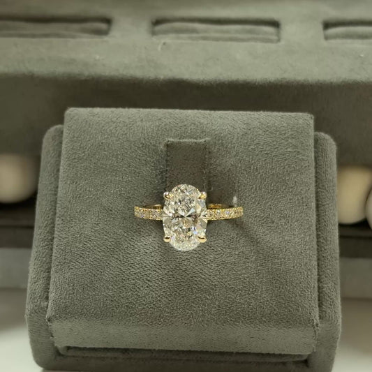 3.05 Carat Oval Lab Diamond Signature Tulip Basket Ring