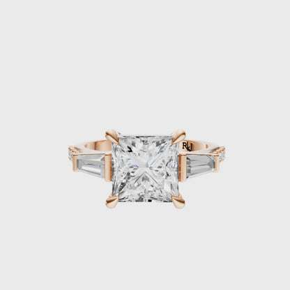 Princess Accented Three Stone Tappered Baguettes Setting