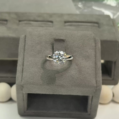 3.01 Carat Round Lab Diamond 3mm Double Hidden Halo Ring