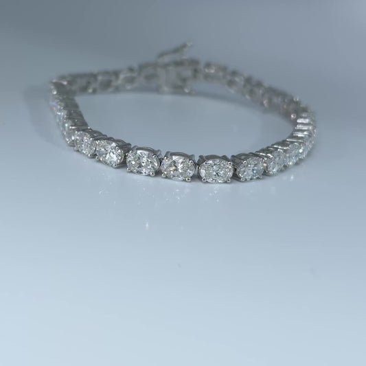 14kt White Gold Oval Lab Diamond Tennis Bracelet 11.96ctw
