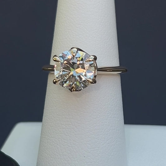 Vintage 10kt Yellow Gold Square Cushion Lab Grown Diamond Ring