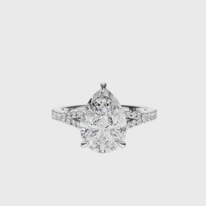 Pear Traditional Split-Shank Cathedral Hidden Halo Setting