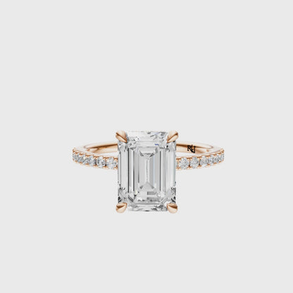 Emerald Traditional Tulip Hidden Halo Setting