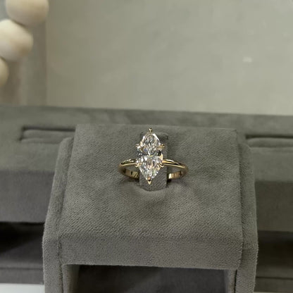 2.58 Carat Marquise Lab Diamond Elegant Tulip Basket Solitaire Ring