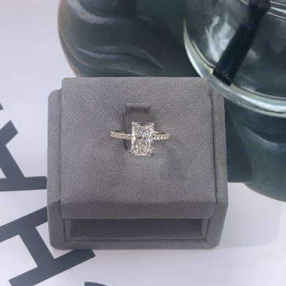 3.19 Carat Radiant Lab Diamond Traditional Elegance Hidden Halo Ring