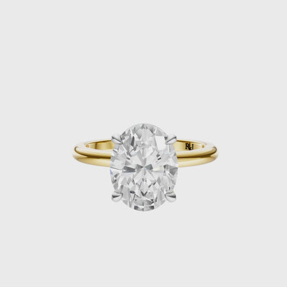 Oval Mixed Metal Elegant Solitaire Setting