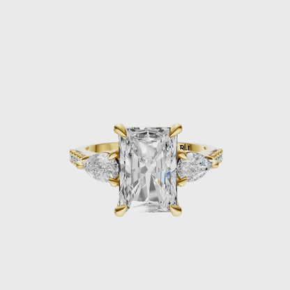 Radiant Accented Three Stone Pear Setting