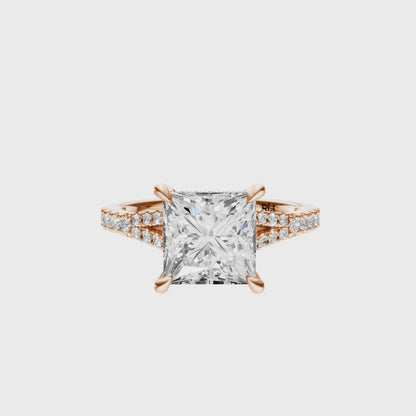 Princess Traditional Split-Shank Cathedral Hidden Halo Setting