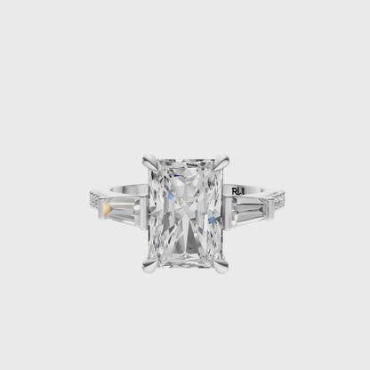 Radiant Accented Three Stone Tappered Baguettes Setting