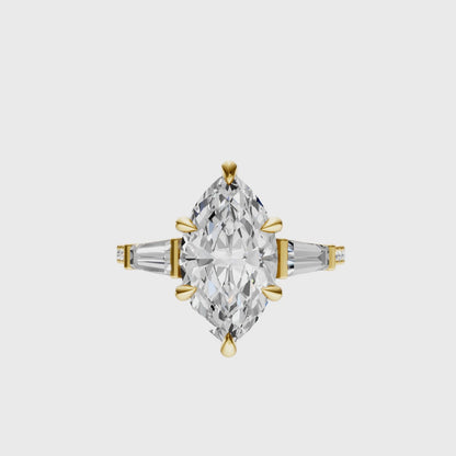 Marquise Accented Three Stone Tappered Baguettes Setting
