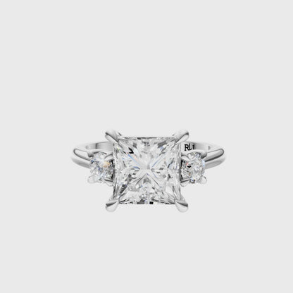 Princess Three Stone Round Solitaire Setting