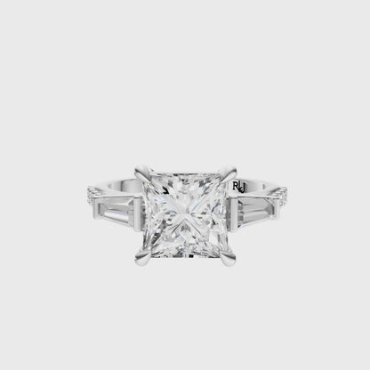 Princess Accented Three Stone Tappered Baguettes Setting