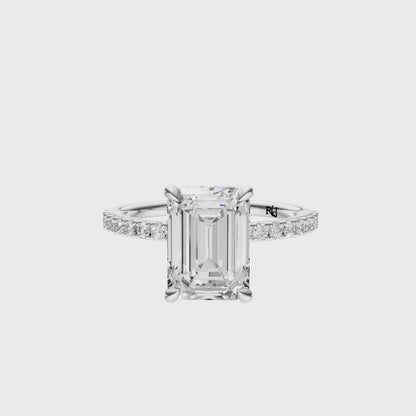 Emerald Traditional Tulip Hidden Halo Setting
