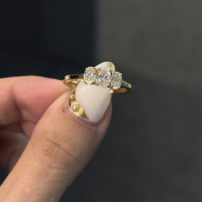 Dainty Three-Stone Oval Ring