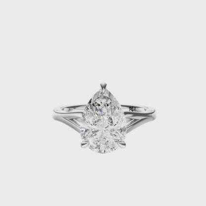 Pear Split-Shank Cathedral Solitaire Setting