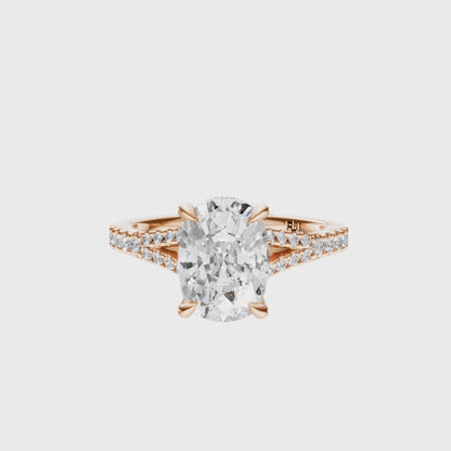Cushion Traditional Split-Shank Cathedral Hidden Halo Setting