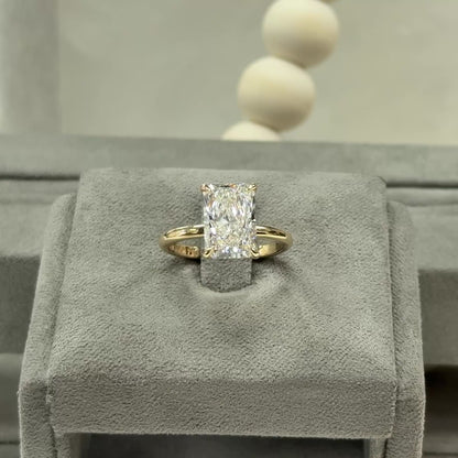 3.61 Carat Radiant Lab Diamond Tulip Basket Elegant Solitaire Ring