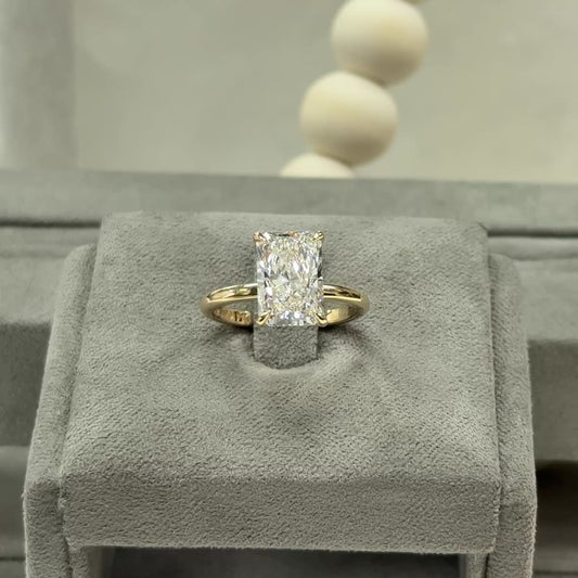 3.61 Carat Radiant Lab Diamond Tulip Basket Elegant Solitaire Ring
