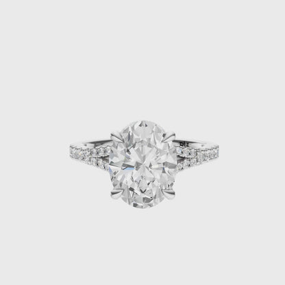 Oval Traditional Split-Shank Cathedral Hidden Halo Setting