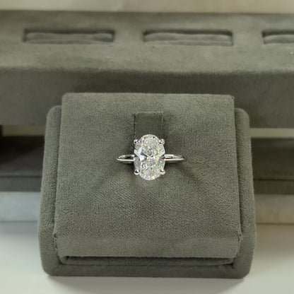 3.09 Carat Oval Lab Diamond Elegant Tulip Basket Solitaire Ring