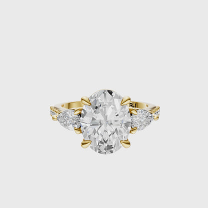 Oval Accented Three Stone Pear Setting