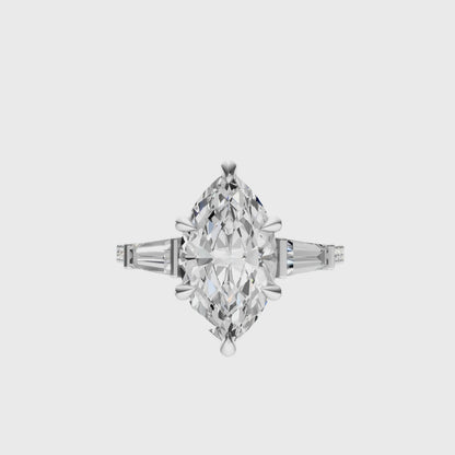Marquise Accented Three Stone Tappered Baguettes Setting