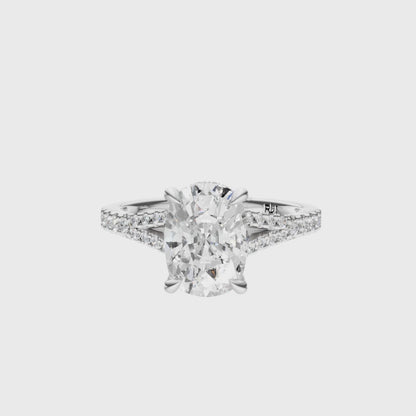Cushion Traditional Split-Shank Cathedral Hidden Halo Setting