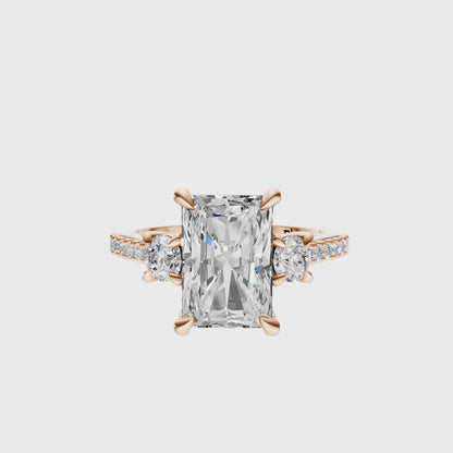 Radiant Accented Three Stone Round Setting