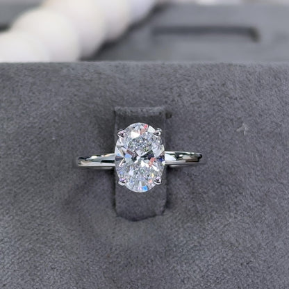 1.97 Carat Oval Lab Diamond Hidden Halo Solitaire Ring