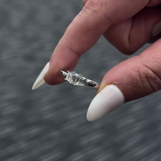Dainty Three-Stone Emerald Ring