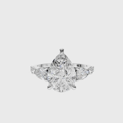 Pear Accented Three Stone Pear Setting