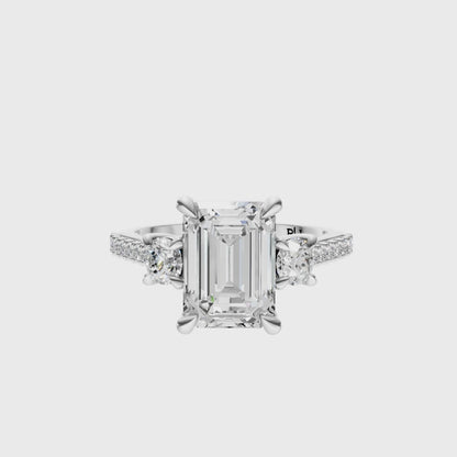 Emerald Accented Three Stone Round Setting