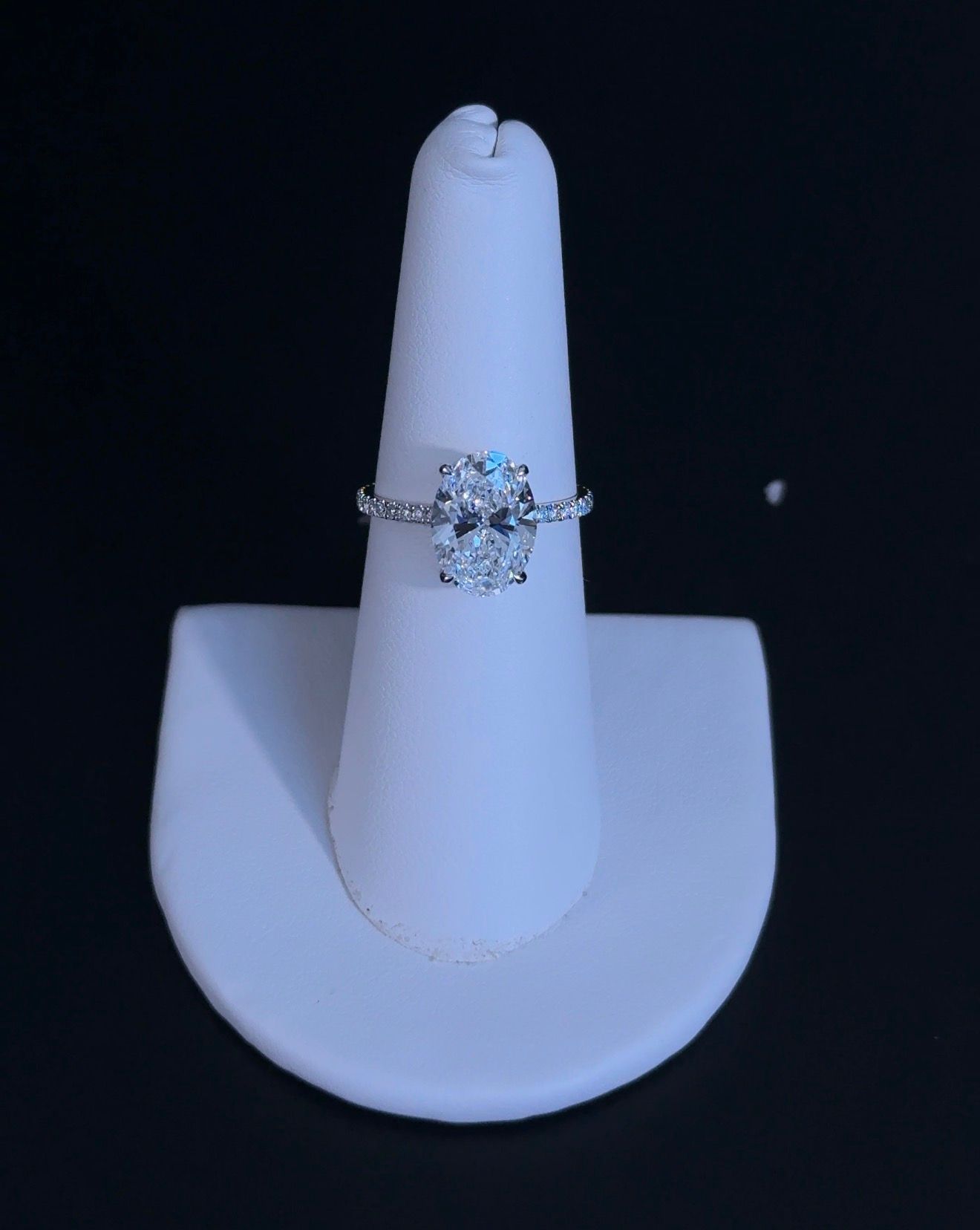 3.02ct Oval E VVS2 Lab Diamond 14kt White Gold Engagement Ring RGF-237-4