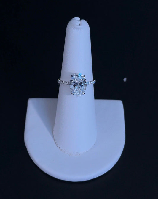3.02ct Oval E VVS2 Lab Diamond 14kt White Gold Engagement Ring RGF-237-4
