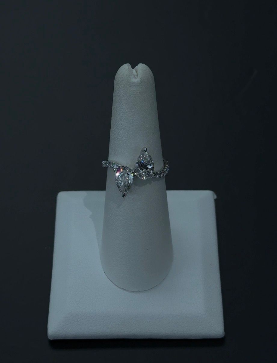 2.46ctw Pear Lab Diamonds 14kt White Gold Ring SKU: RGF-143-2