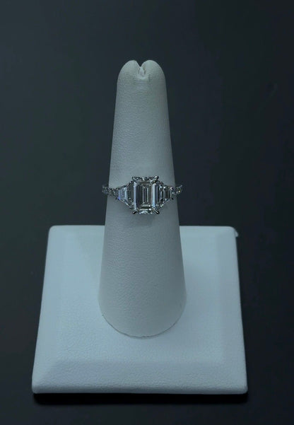 2.22 Carat Emerald Cut Lab Diamond E VS1 14kt White Gold Ring SKU: RGF-209-1