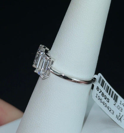 2.12ctw Oval and Emerald Lab Diamond 14kt White Gold Ring