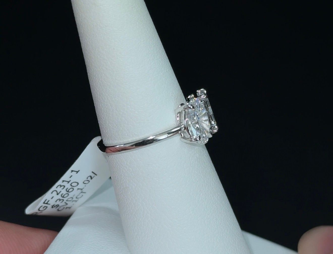 2.12ctw Oval and Emerald Lab Diamond 14kt White Gold Ring