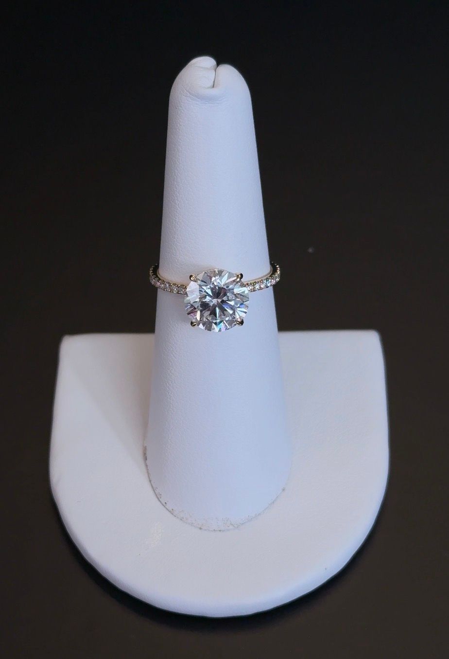 3.00 carat E VVS2 Round Lab Diamond Ring 14kt Yellow Gold RGF-248-3