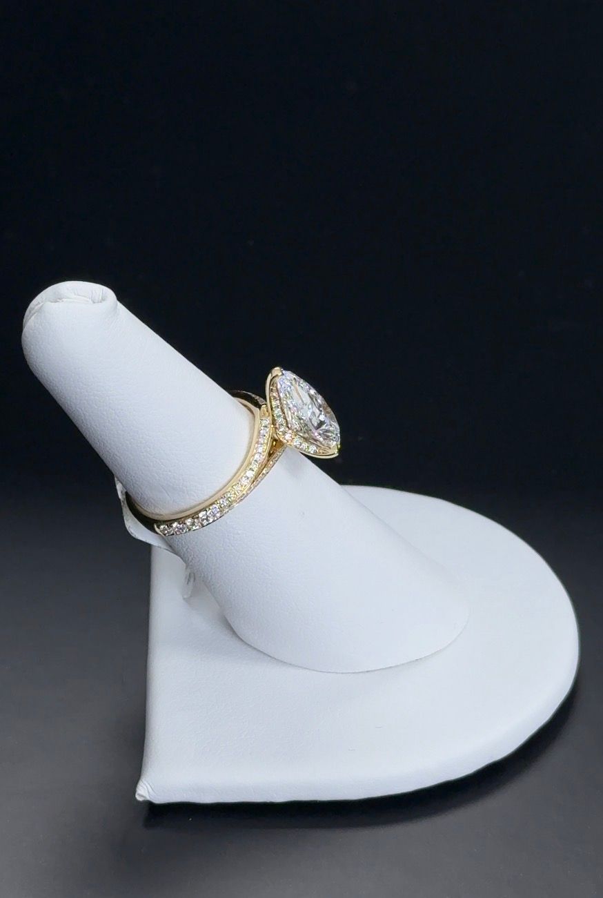 3.00ct Pear Cut Lab Grown Diamond Ring 14kt Yellow Gold RGF-276-4