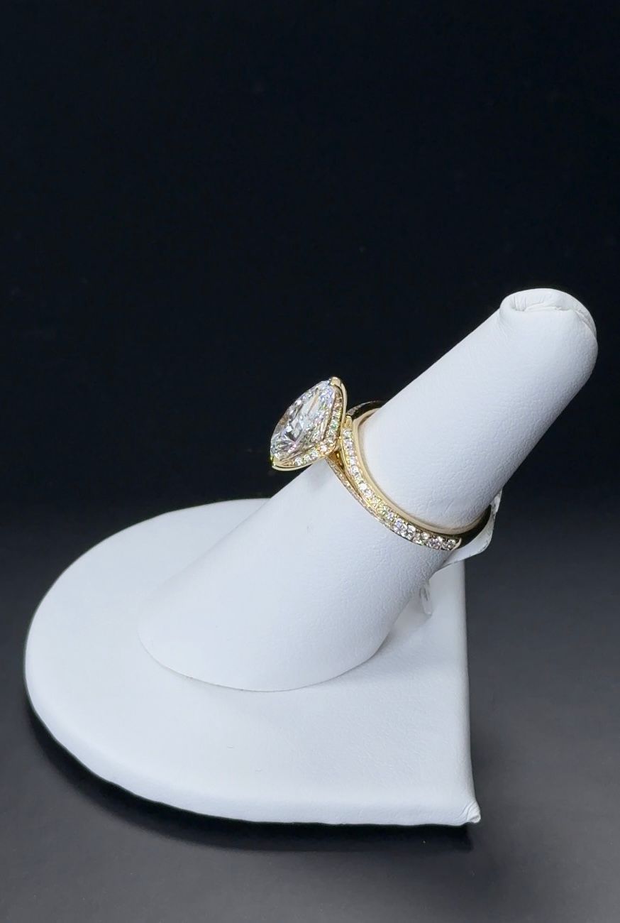 3.00ct Pear Cut Lab Grown Diamond Ring 14kt Yellow Gold RGF-276-4
