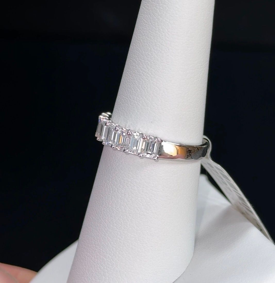 1.7ctw Emerald Lab Diamond 14kt White Gold Half Eternity Band SKU: RGF-30-1 *