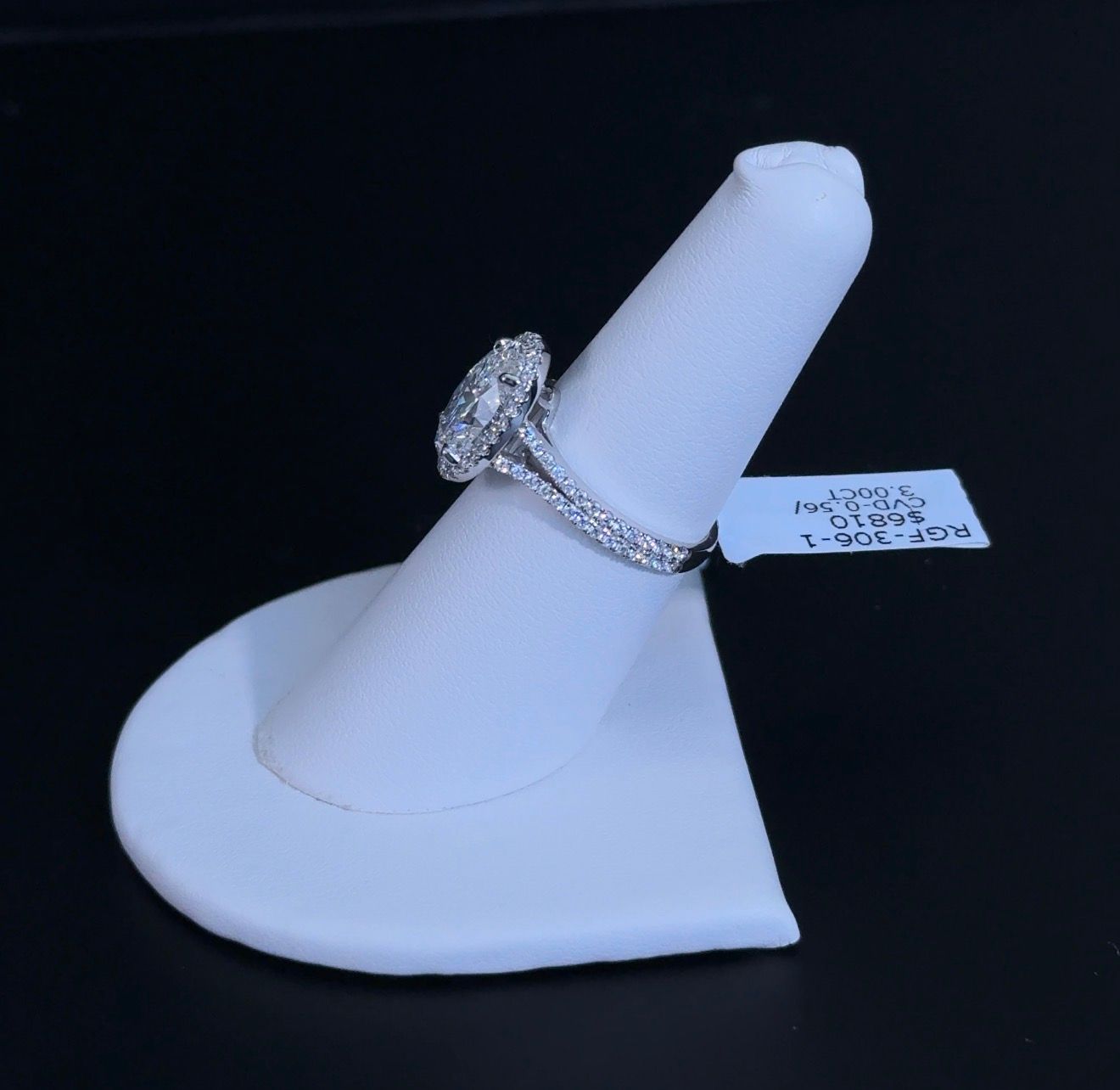 3.00 Oval E VS1 Lab Diamond 14kt White Gold Ring RGF-306-1