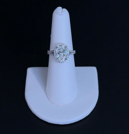 3.00 Oval E VS1 Lab Diamond 14kt White Gold Ring RGF-306-1